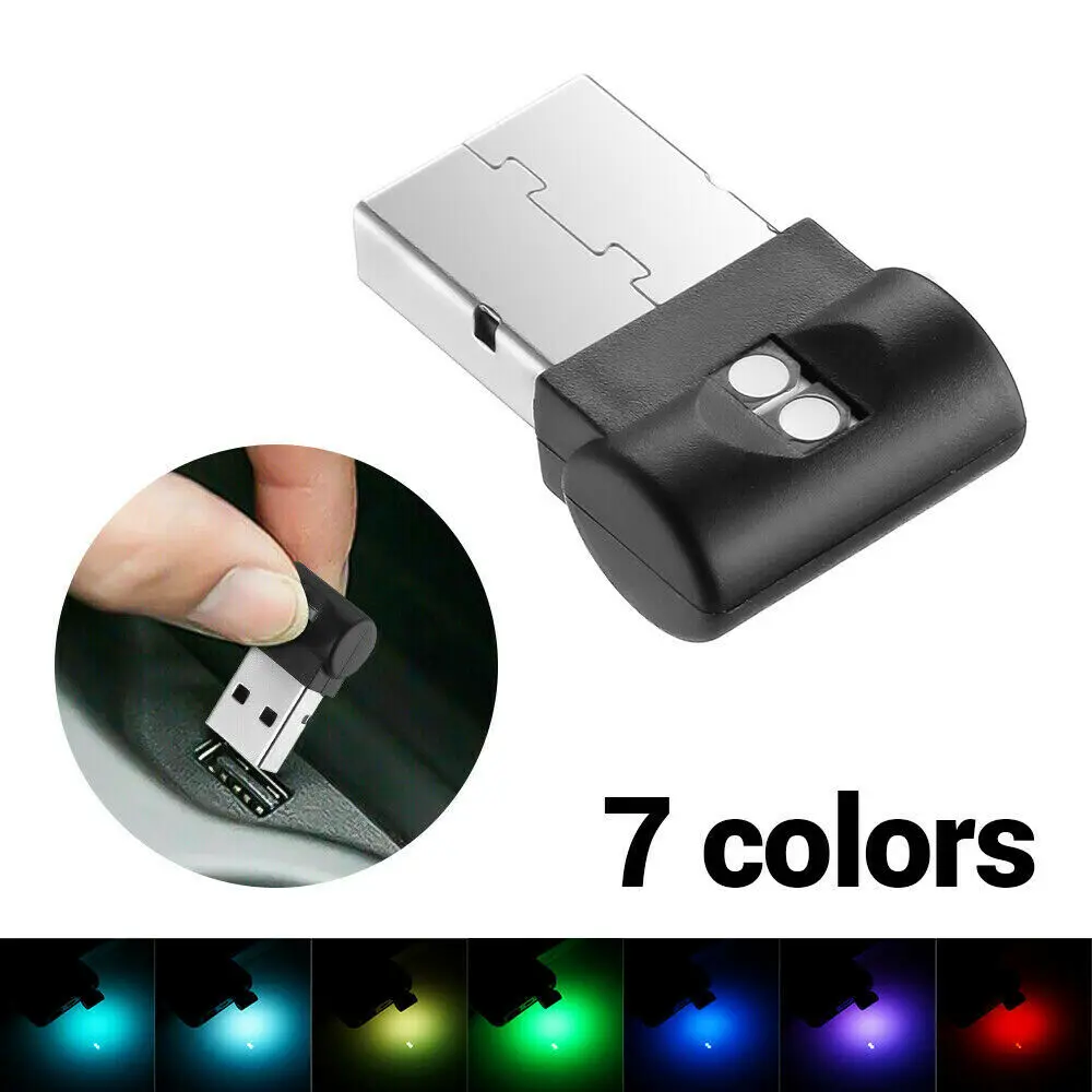 1 бр. Автомобилна 7 Цветен USB Led Неон Мини-Атмосферни Лампа