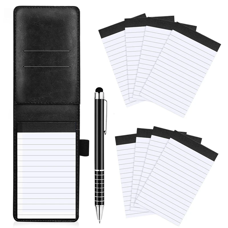 10шт Мини Ръчен Държач За Бележник с метална Дръжка и Чифт Заправками за notepad (черен)
