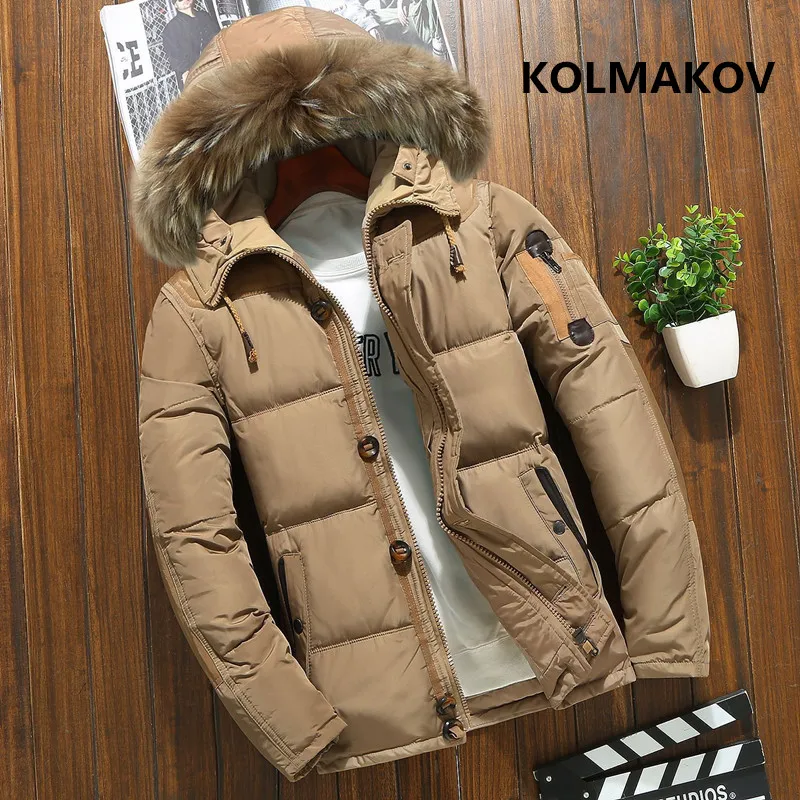 2020 Мъжки Нова яке-пуховик, модно мъжко утепленное Палто с Качулка и кожа яка, Паркове, зимно яке-високо качество Изображение 0 