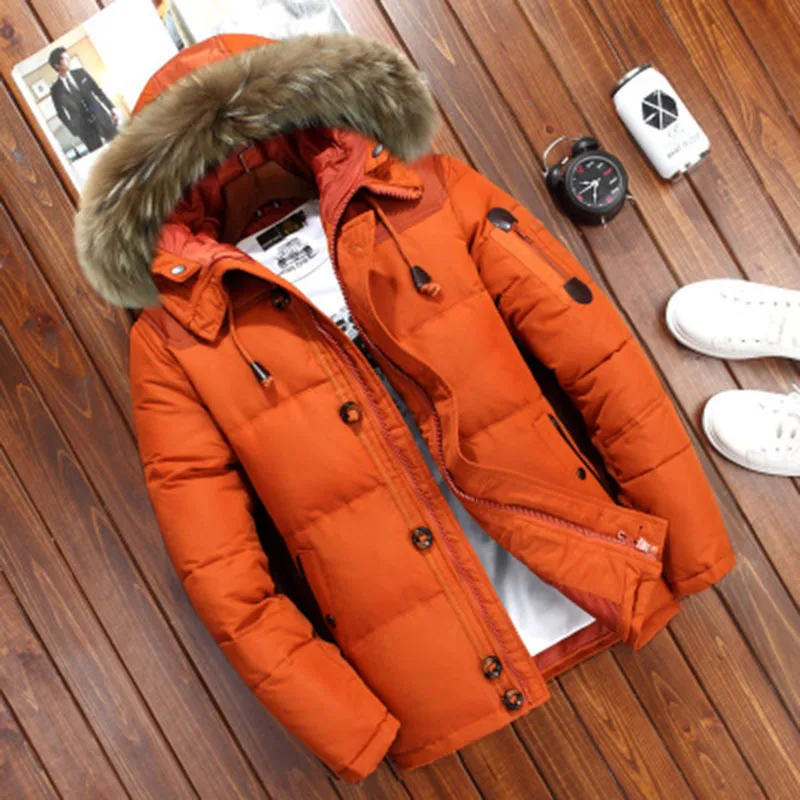 2020 Мъжки Нова яке-пуховик, модно мъжко утепленное Палто с Качулка и кожа яка, Паркове, зимно яке-високо качество Изображение 2 