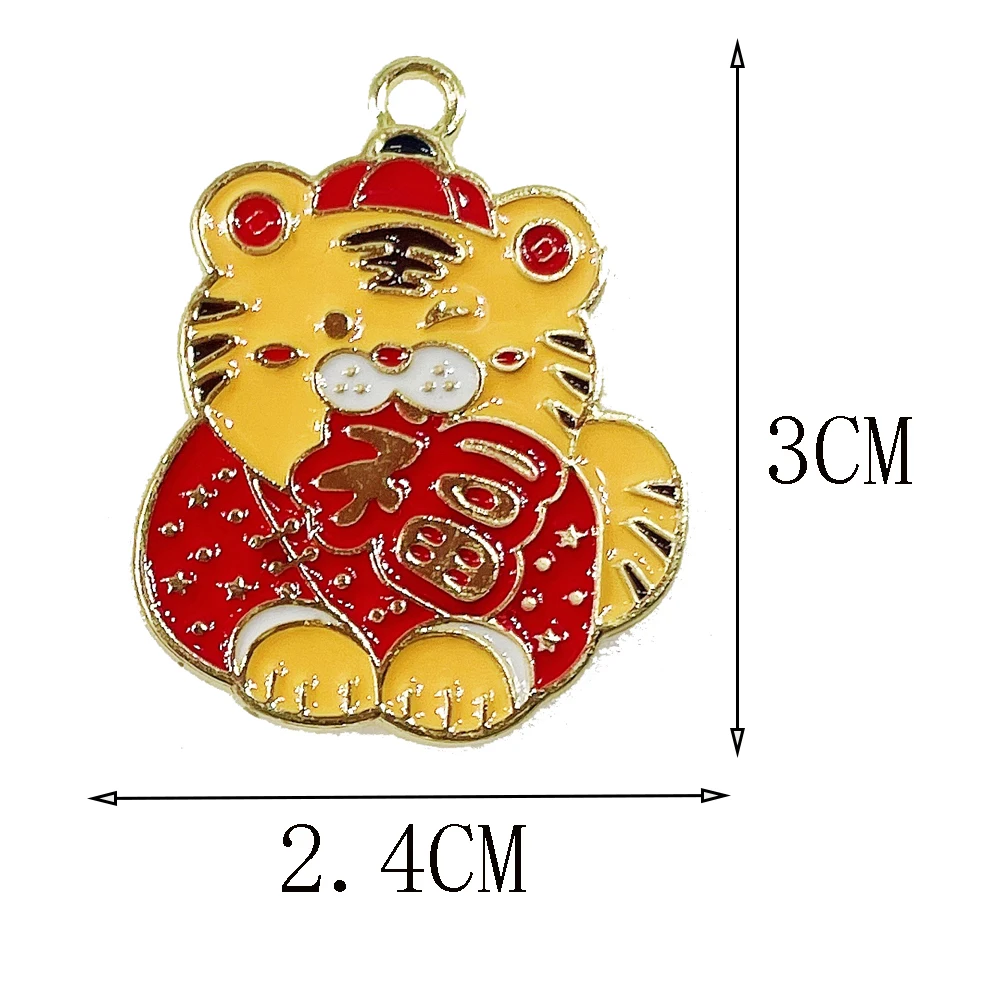 20PCS Китайски Стил Дизайн Благословия Щастлив Малък Тигър Висулка Животно Марка Чар САМ Изработка на Бижута Аксесоари Изображение 3 