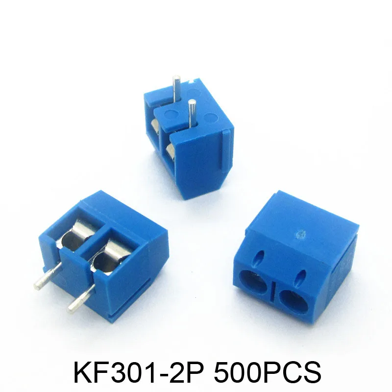 500 броя 2-Контактен Винт синьо PCB Клеммный Блок Конектор 5 мм Стъпка KF301-2Т