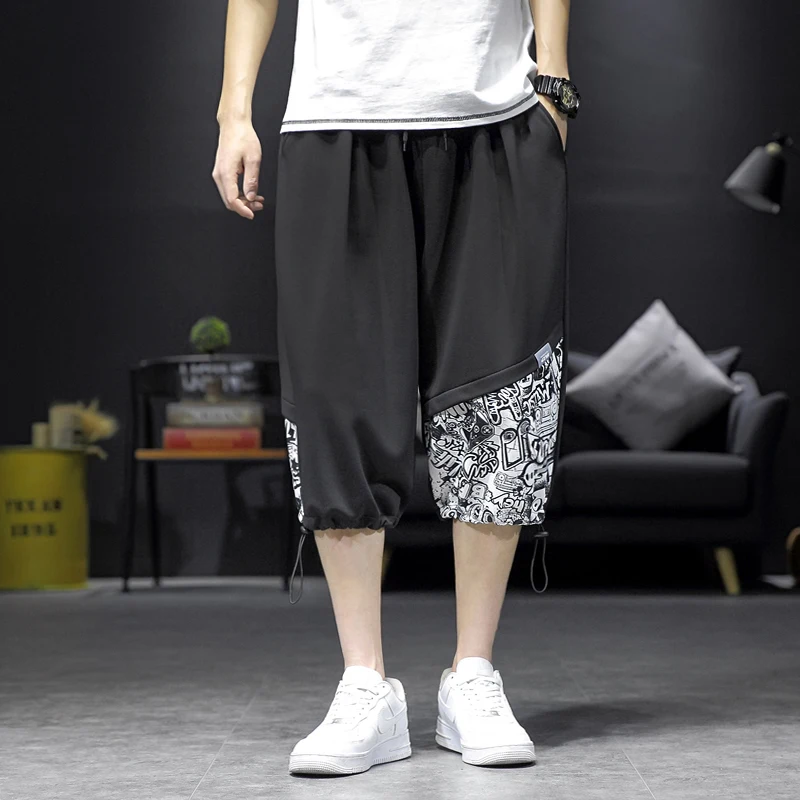 BKQU сиви спортни панталони мъжки летни свободни панталони с шарени шорти ins популярен логото на 7 минути панталони на главната улица Изображение 2 