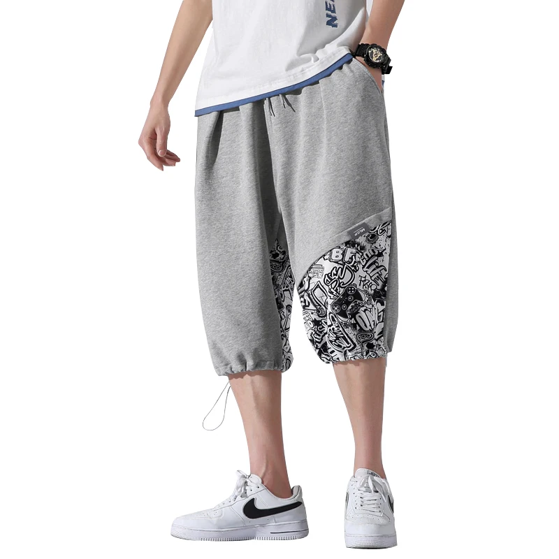 BKQU сиви спортни панталони мъжки летни свободни панталони с шарени шорти ins популярен логото на 7 минути панталони на главната улица Изображение 4 