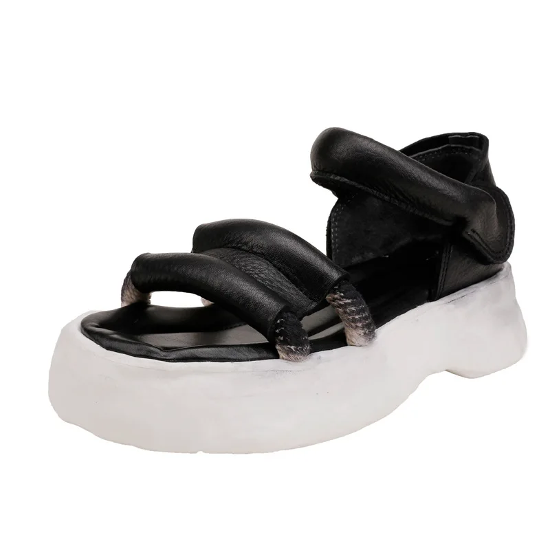 GKTINOO/2022 г. Пролет-лято нови дамски обувки на мека удобна подметка в ретро стил, ръчно изработени от естествена кожа Сандали с отворени пръсти Изображение 5 
