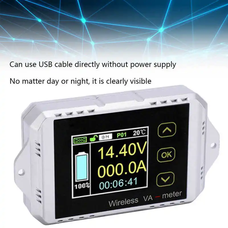 LCD Мултифункционален М Безжичен Цветен Екран Волтметър за Постоянен Ток, Амперметър електромера Кулоновский Брояч за Измерване на Батерията Тестер