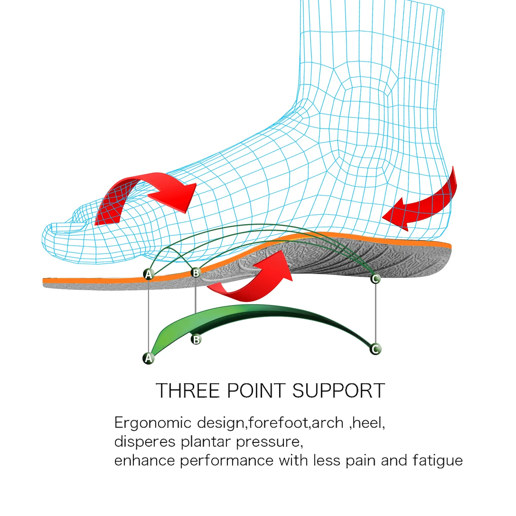 Висока Поддържаща Стелка Arch Support Спорт На Открито Удобна Памет Бавно Еластична Стелка На Мъжки Обувки Изображение 4 