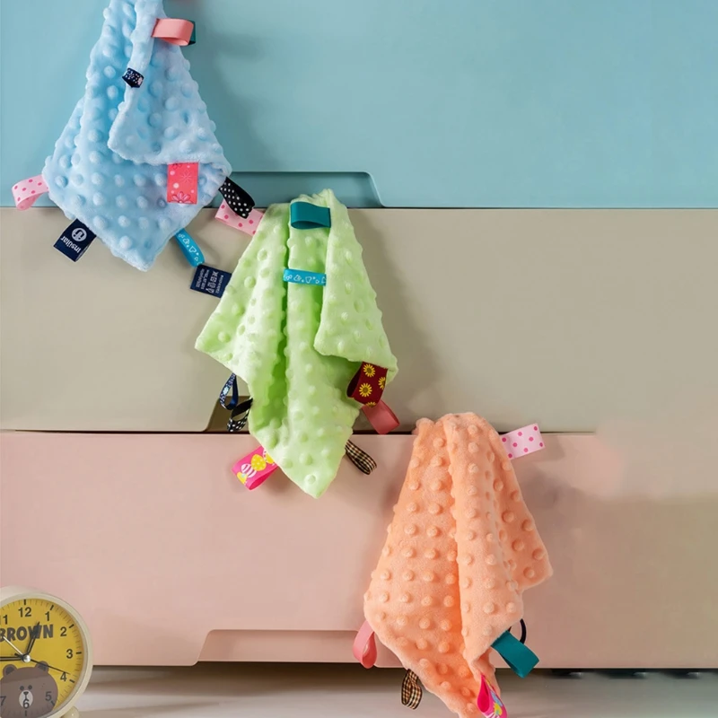 Детско Защитно одеяло за Прегръдки Цветни Етикети Успокояват Кърпа Успокояват Носна Кърпичка Изображение 0 