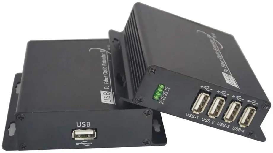 Една двойка на 250 м (820 метра) USB Разклонител 1x4 дървен материал USB Данни За Оптоволоконным Медиаконвертерам за Фотоапарат, Принтер, Скенер