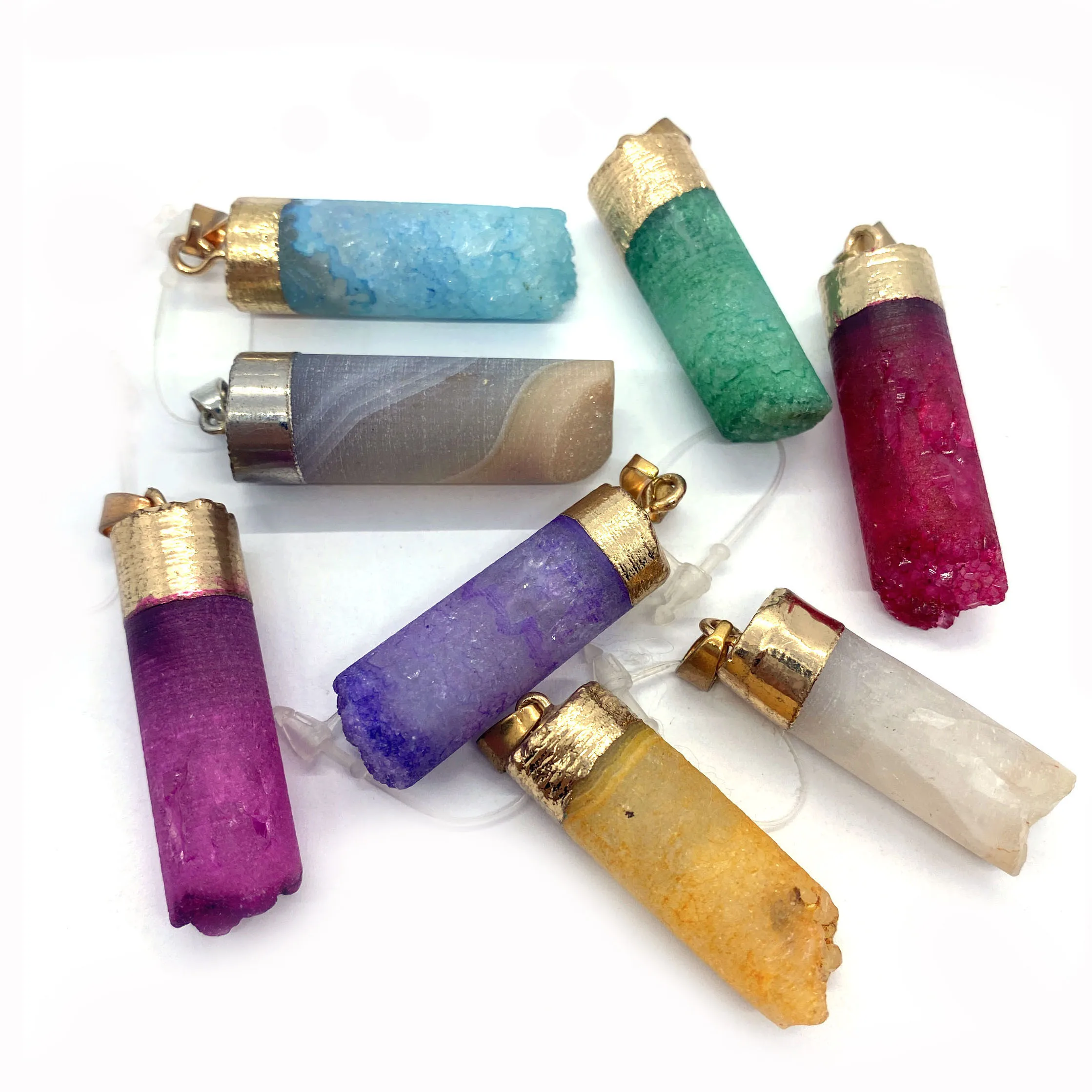 Естествен Камък Crystal Висулка Колие Цилиндричен Минерален Цветни Висулка направи си САМ Ръчно изработени Бижута, Аксесоари на Едро 1бр Изображение 3 