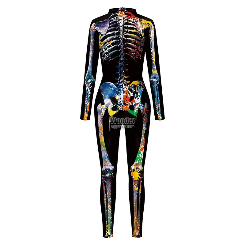 Жените и Мъжете Човешкото Тяло Черепа на Скелет на 3D Печат Гащеризон За Възрастни Хелоуин Костюми Cosplay Партия Ролеви Игри Обличам Украшение Изображение 5 