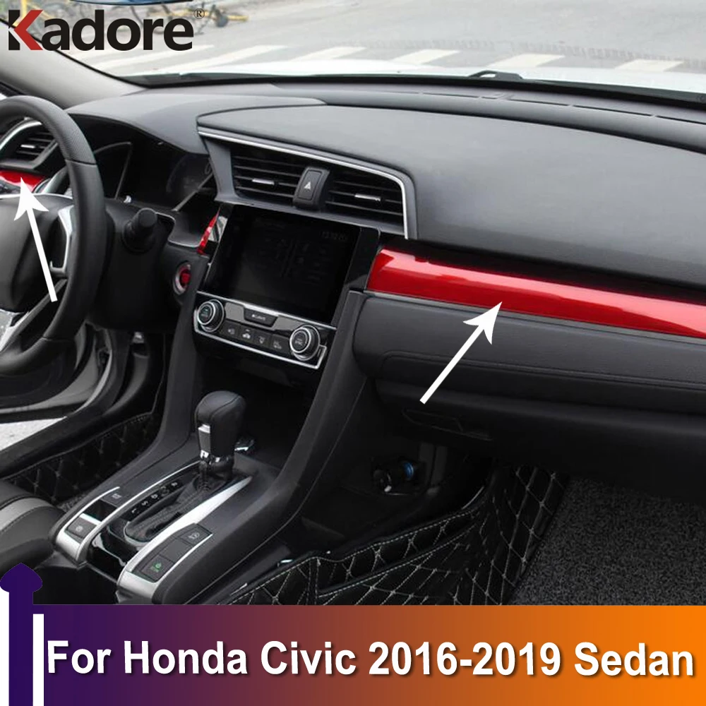 За Honda Civic 2016 2017 2018 2019 Седан Червен Централната Контрол Декорация, Декоративни Ленти, Етикети Покриване На Интериора На Аксесоари За Автомобили