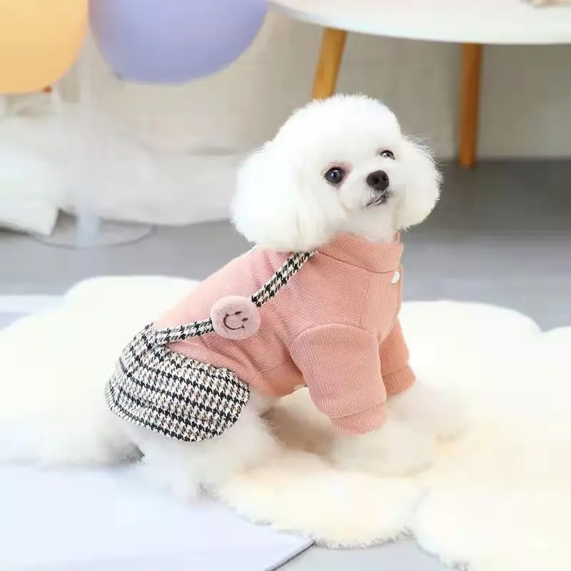 Зимна къса пола за кучета, чанти, мек вълнен плат пуловер за кучета и котки, памучен облекло за Костюми кученце, пудел, френски булдог Изображение 2 