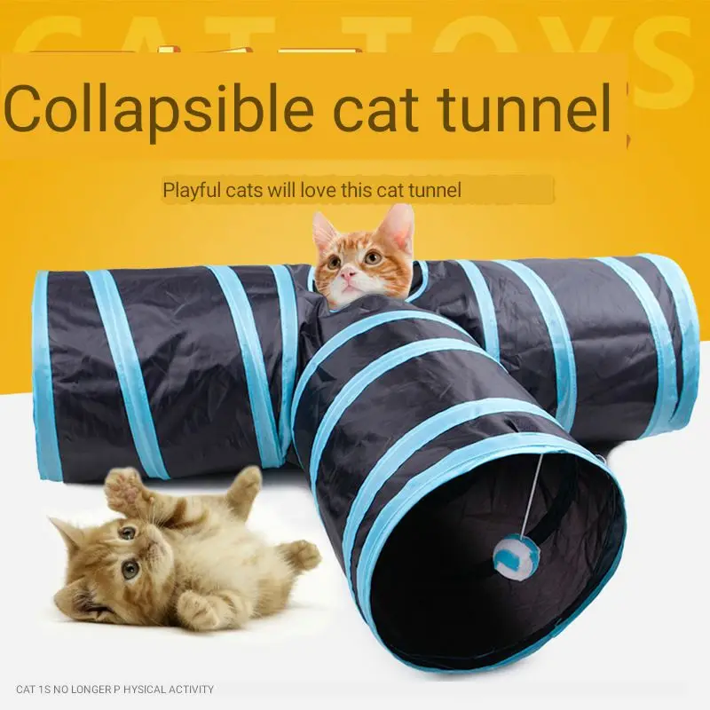 Зоотовары котешки пръстен на хартия чай тунел интелектуални интереси играчки за котки тренировка на багажника сгъваем канал