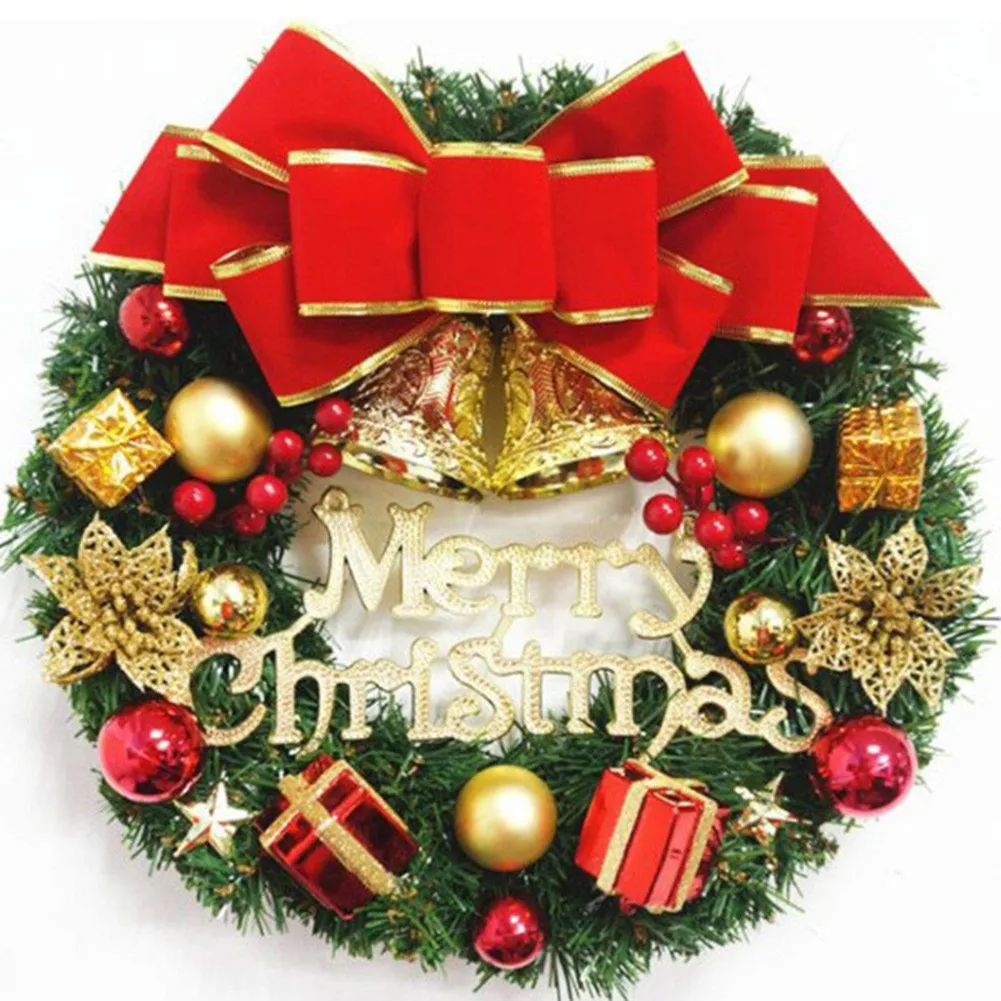 Коледа Коледа Венец Малки Звънчета На Лентата Лък Вратата Подвесная Венец Стенен Украшение, Висулка Подарък-Коледна Украса Нова Година 2022