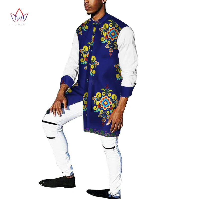 Мъжки Африкански Дрехи 2021 Есен Нова Мода Мъжка Тренч С Принтом на Африканския Восък Палто С Качулка Индивидуална традиционно облекло WYN161 Изображение 3 