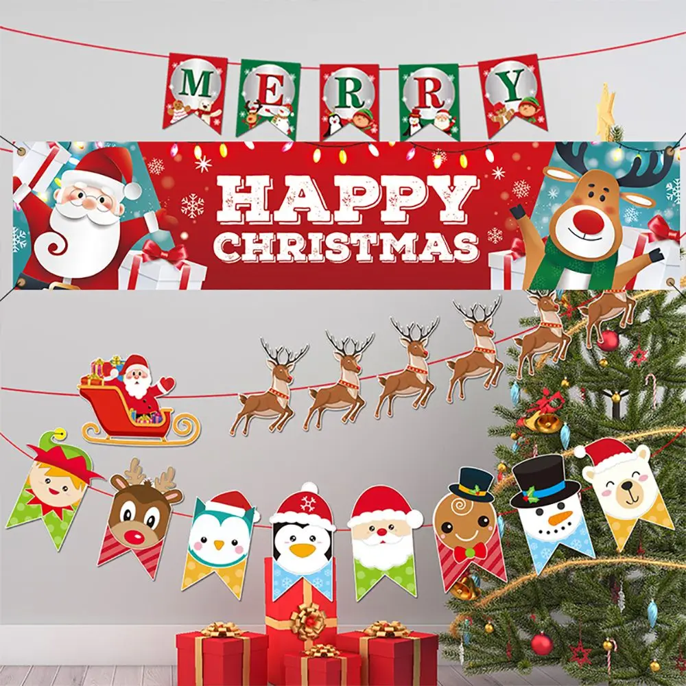 Подаръци Елен Честита Нова Година Дядо Коледа Весела Коледа Фон Банери Коледна Украса Коледен Открит Банер Изображение 3 