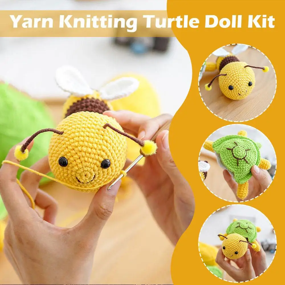 Скъпа Пчела и костенурка Пълен комплект за плетене на една кука е подходящ за начинаещи, начинаещи, начинаещи Кукла за момичета