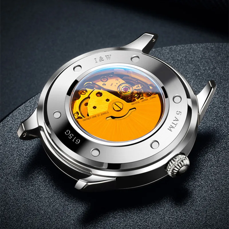Швейцарската Луксозна Марка на I & W CARNIVAL Япония MIYOTA Автоматични Механични Мъжки Часовник Сапфир 50 М Водоустойчивост Диамантени Часовници C615 Изображение 3 