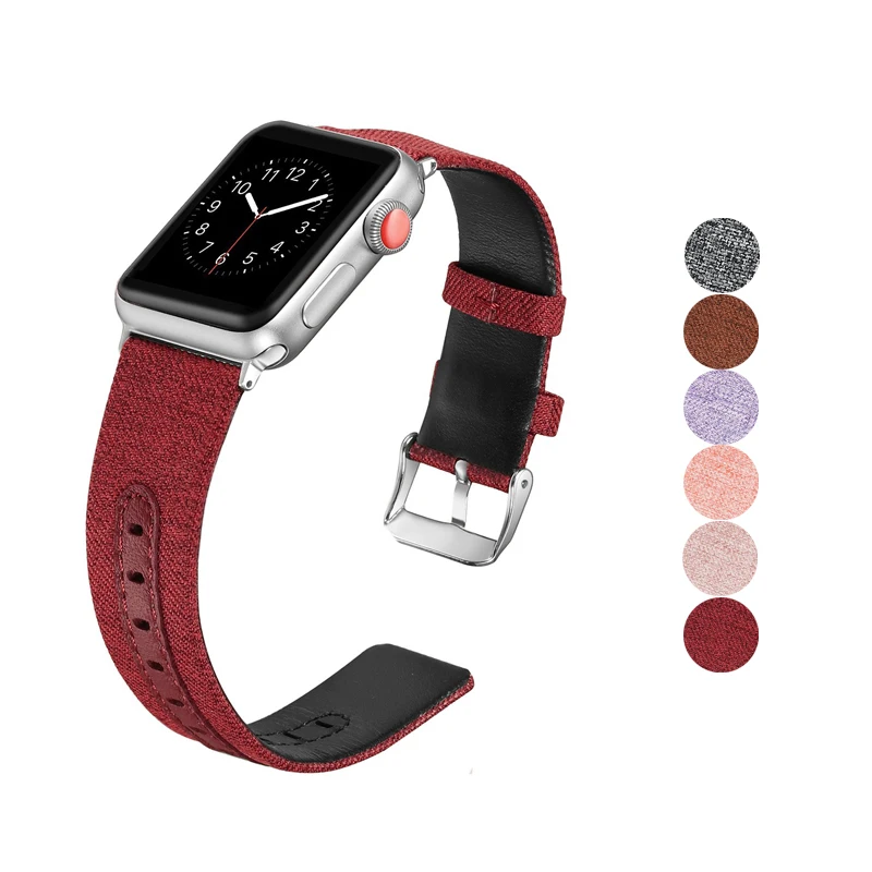 каишка за часовник Apple watch въжета 44 мм 40 мм 42 мм 38 мм Платно Плат Каишка от Естествена кожа за iwatch 6/5/SE/4/3/2/1 гривна
