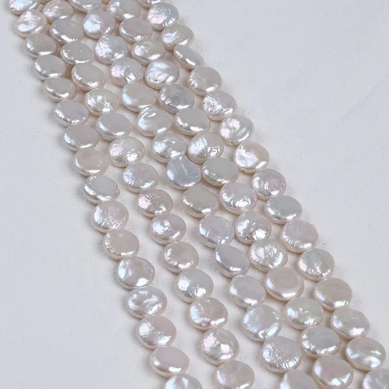 нишка перли естествен бял цвят 13-14 мм свободна за бижута Изображение 0 
