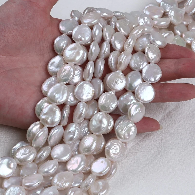 нишка перли естествен бял цвят 13-14 мм свободна за бижута Изображение 4 