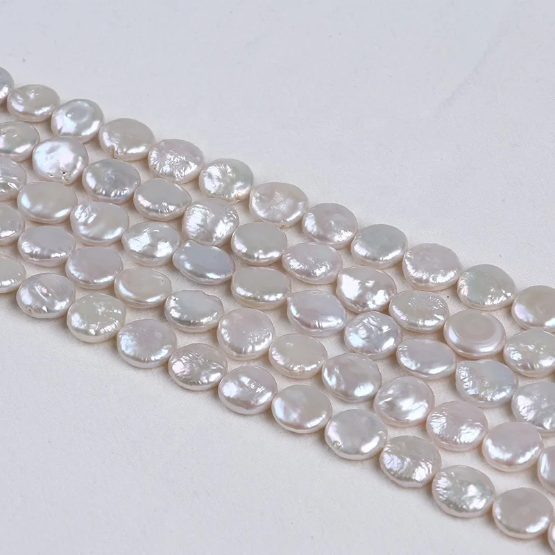 нишка перли естествен бял цвят 13-14 мм свободна за бижута Изображение 5 