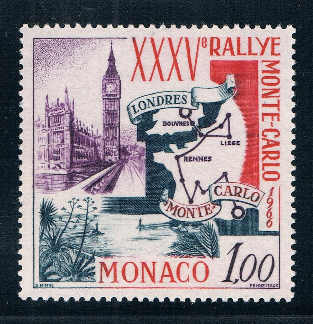 1 бр./компл. Нова Пощенска марка Монако 1966 Монте Карло Карта на състезанията Изваяни Марка MNH