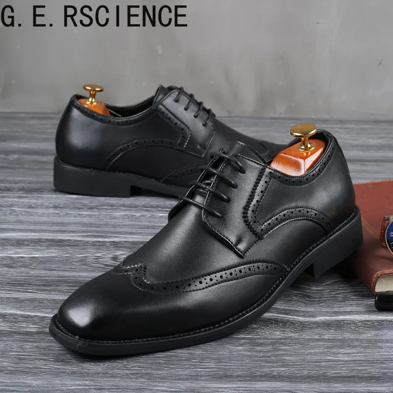 2021 Нова мъжки обувки Brock, Модни и ежедневни кожени обувки в бизнес стил, по-Големи Размери, мъжки обувки дантела, 48