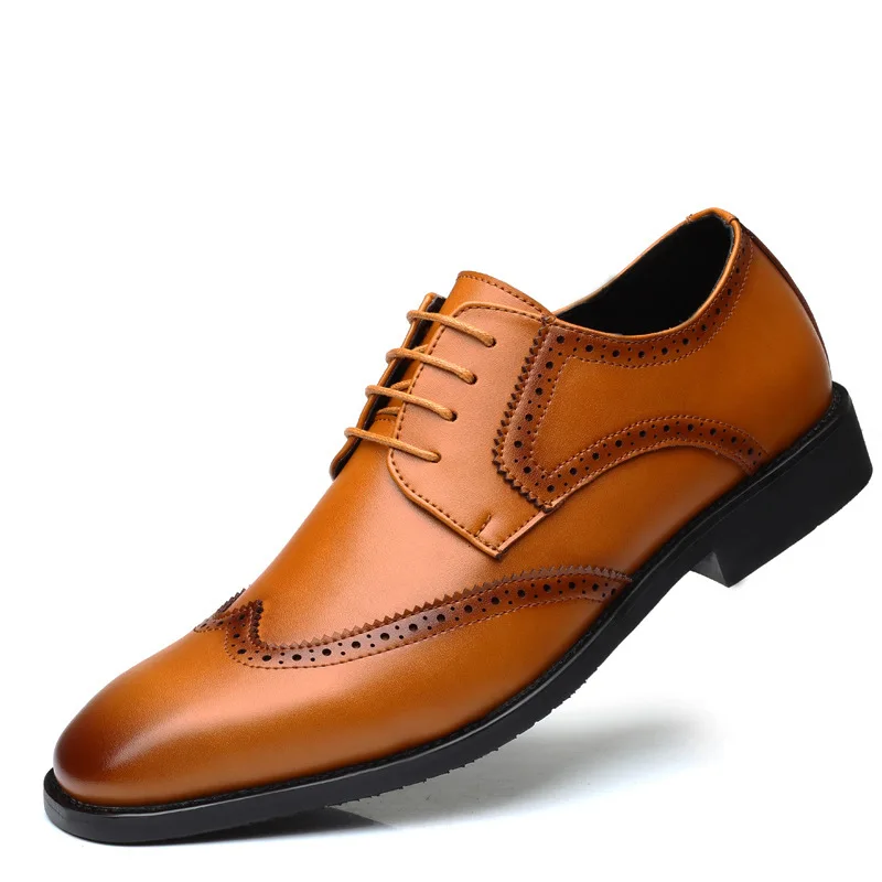 2021 Нова мъжки обувки Brock, Модни и ежедневни кожени обувки в бизнес стил, по-Големи Размери, мъжки обувки дантела, 48 Изображение 4 