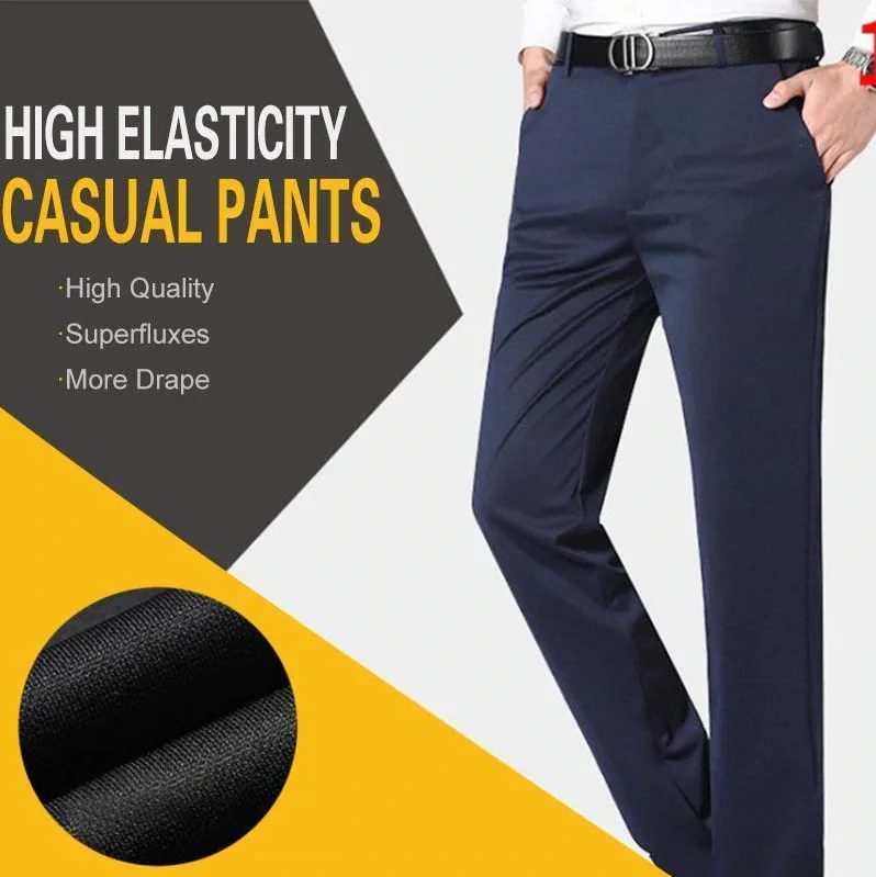 2022 пролет лято нови еластични мъжки ежедневни панталони на средна възраст младите четырехслойные еластични тънки преките бизнес джентльменские дълги панталони