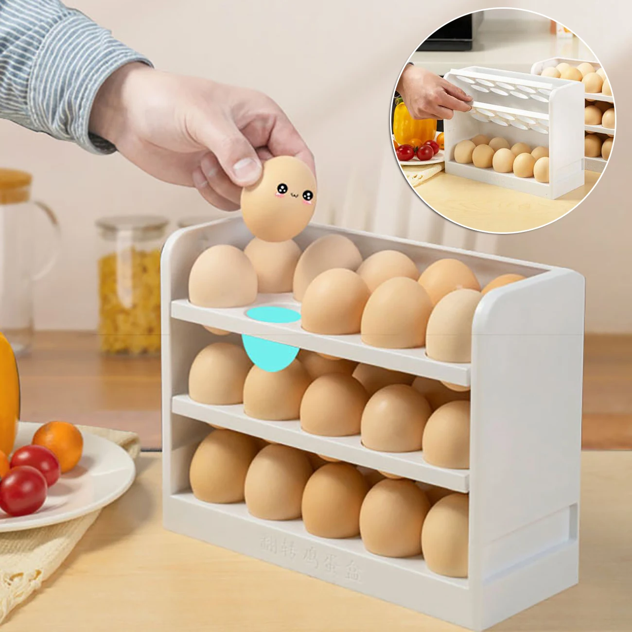 3 Слой Флип Контейнер За Яйца Притежателя Кутия За Съхранение На Яйца Хладилник Органайзер За Яйца Домакински Кухня Тава За Яйца