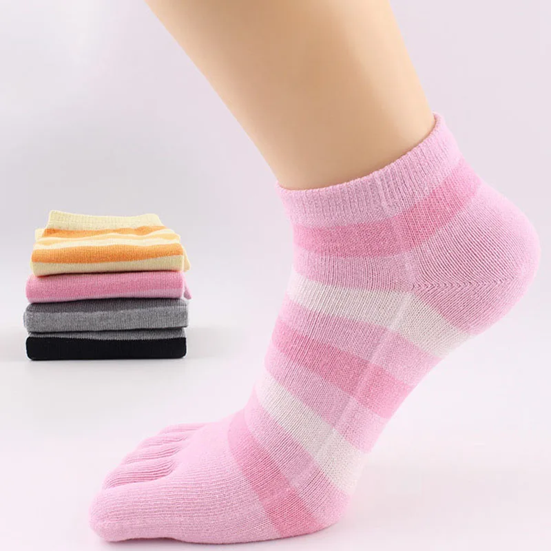 5 Двойки Женски Къси Чорапи от чист памук, с Чорапи, Модни Шарени Чорапи с Пет пръста, Бизнес Ежедневни Чорапи с Пръсти Антифрикционным