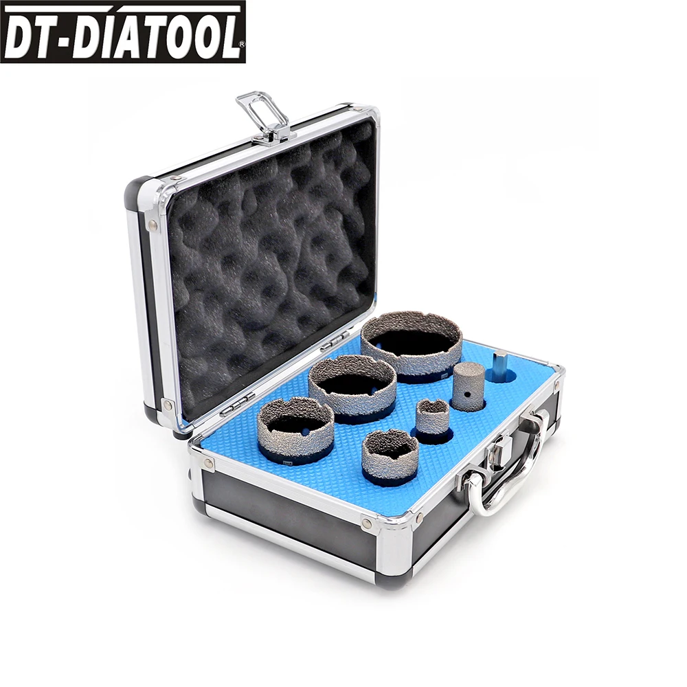 DT-DIATOOL 1 комплект в опаковка Вакуум Запоени Диамант Тренировки Комплекти Корони M14 на съединителната Околовръстен трион и 1 бр. пальцевые бита за Керамогранитной Плочки