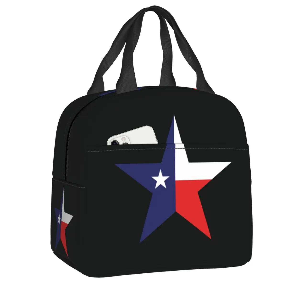 Texas Lone Star Логото на Изолиран Обяд Чанта-Тоут за Жени Флаг на Щата Тексас Взаимозаменяеми Топлинен Охладител Bento Box Деца и Ученици