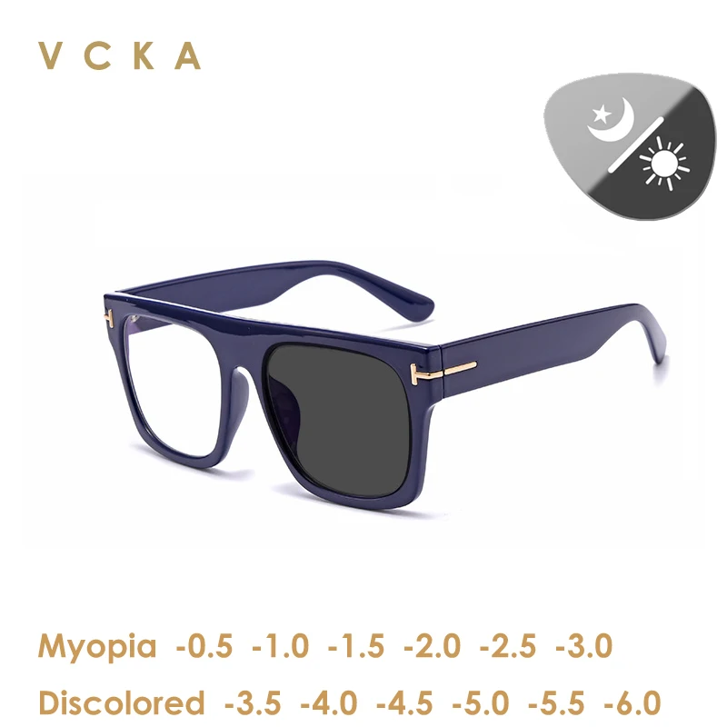 VCKA TR90 Голяма Дограма Фотохромичните Очила за Късогледство Анти-синя Светлина, Промяна на Цвета По Рецепта на Сиамски Очила -0,5 ~-6,0 Изображение 0 