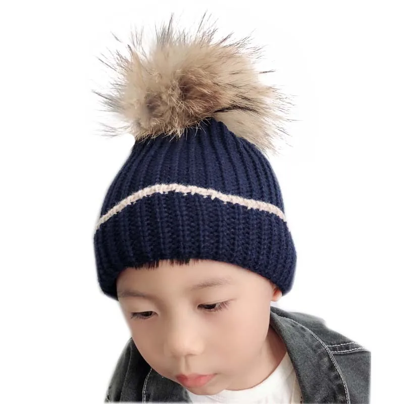skullies шапки за деца кожа бейзболна шапка на зимните шапки за момчета и момичета шапчица с помпоном детска капачка капачка с помпоном