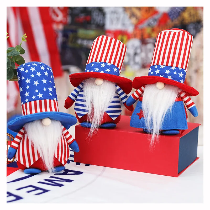 Американския Ден на Независимостта Нова кукла Рудолф кръгла Шапка Плюшен Безлични Кукла Джудже Детски Подарък Декорация За Празничната Партита Висулка