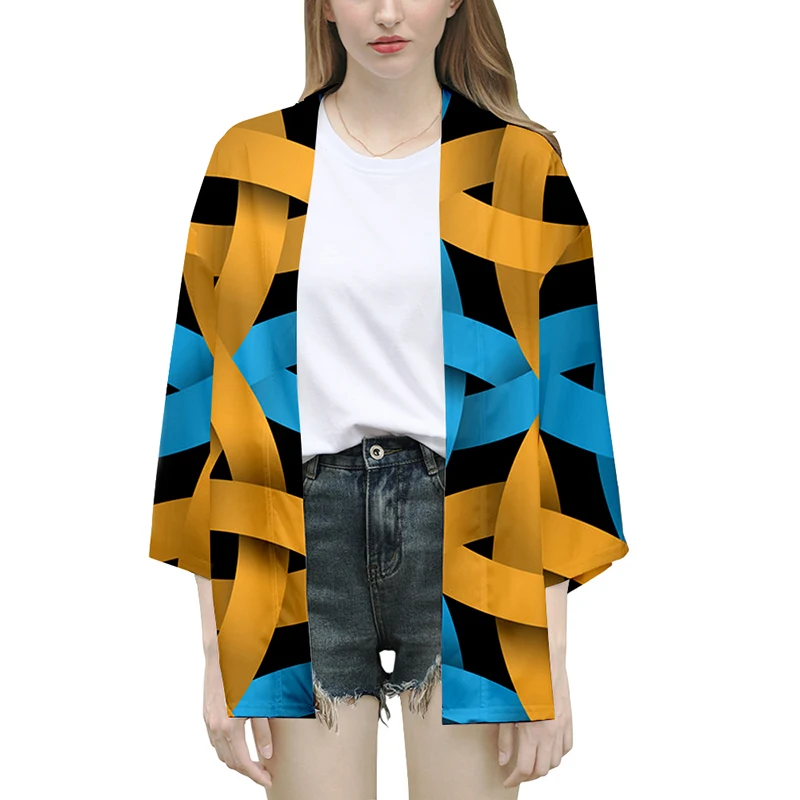 Визуалното Въздействие на Геометрично Кимоно с Модерна Риза В Стил хип-Хоп с 3D Принтом Мъжки Блузи С Ръкави В седем Точки Случайни Жилетка Якета Градинска Облекло 4XL Изображение 0 