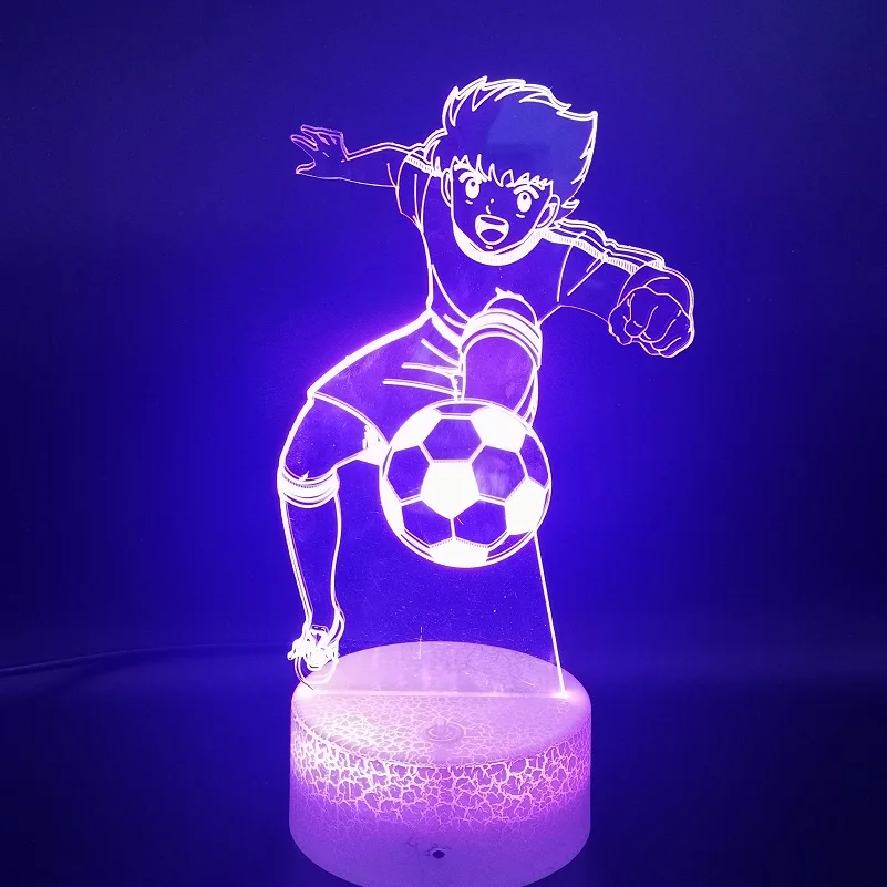 Детски лека нощ 3D Футбол Аниме Маслена Лампа LED Капитан Цубаса лека нощ Баня Клуб Вечерни Декор Футболни Фенове Детски Подарък