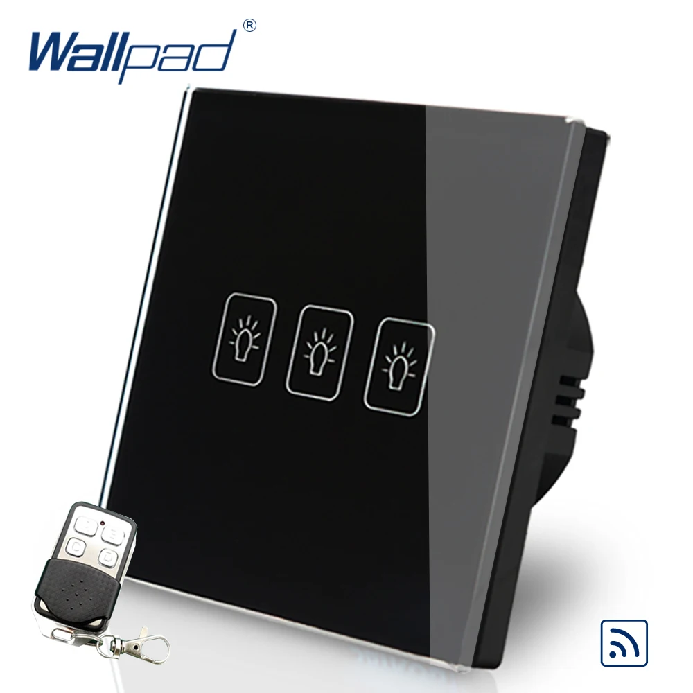 Дистанционно Управление 3 Банда 1 Начин 86*86 мм ЕС на Европейския Wallpad Черно Стъкло RF Broadlink Wifi Подкрепа 3 на Бандата Дистанционното Управление на Ключа Безплатна Доставка Изображение 0 