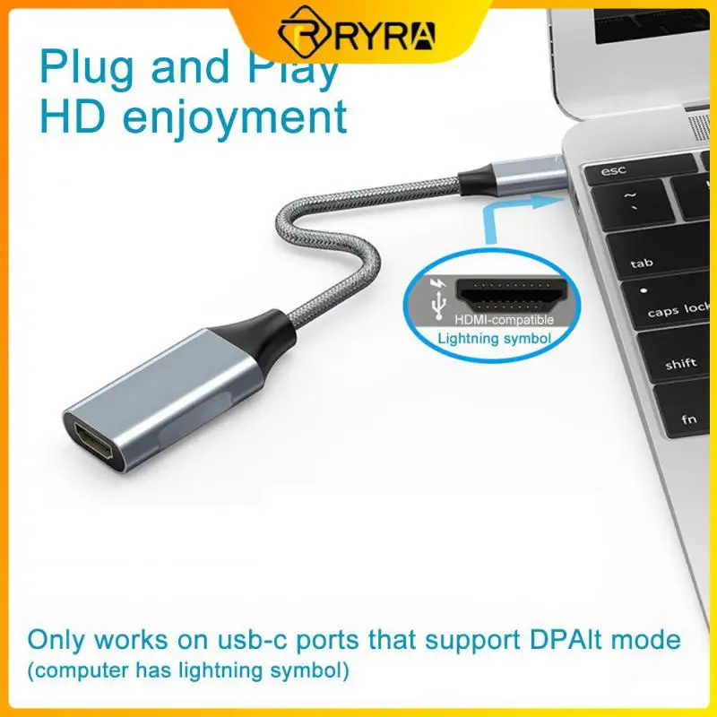 Докинг станция RYRA 4K Dock Конвертор Адаптерные Кабели Type-C До 4K, HDMI-съвместим Кабел USB-хъб За PC, Преносими компютри, Таблети, Телефони
