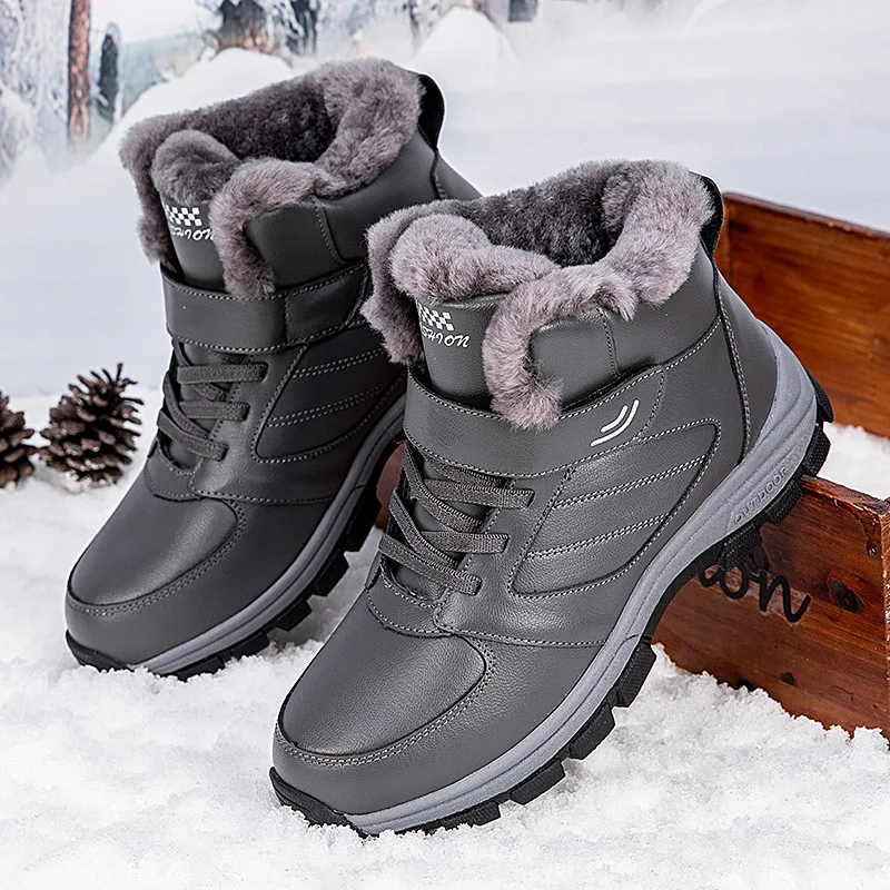 Зимните Ежедневни обувки за двойки, Стилни Кожени Маратонки с най-високо берцем За Мъже, Качествена Топло Дамски Обувки на една плюшена подплата