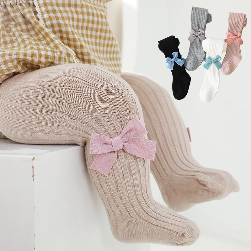 Новороденото дете Пролет Есен памучен чорапогащник райе многоцветен сладък лък детски чорапогащи за новородени дишащи детски панталони за момичета