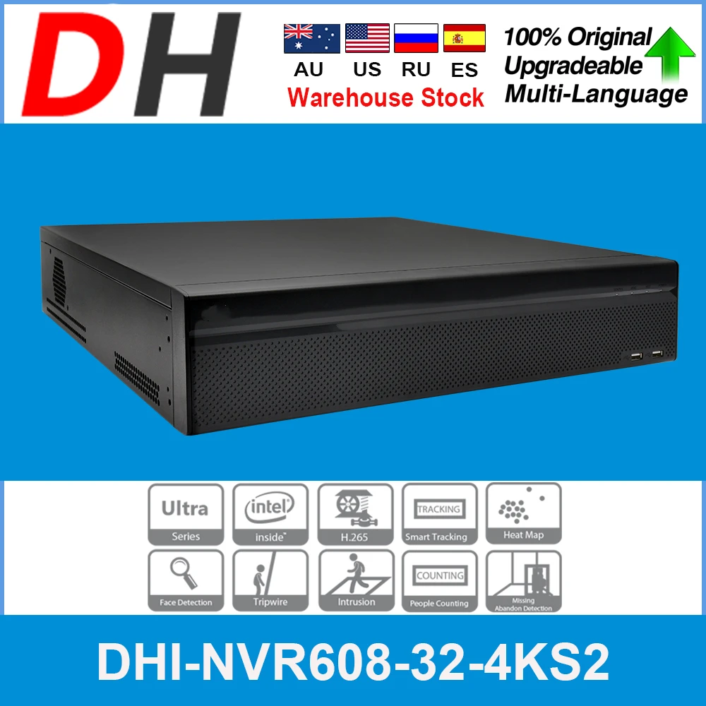 Оригиналната международната версия на Dahua NVR NVR608-32-4KS2 32-канален мрежов рекордер 4K Ultra H. 265 поддържа актуализиране на