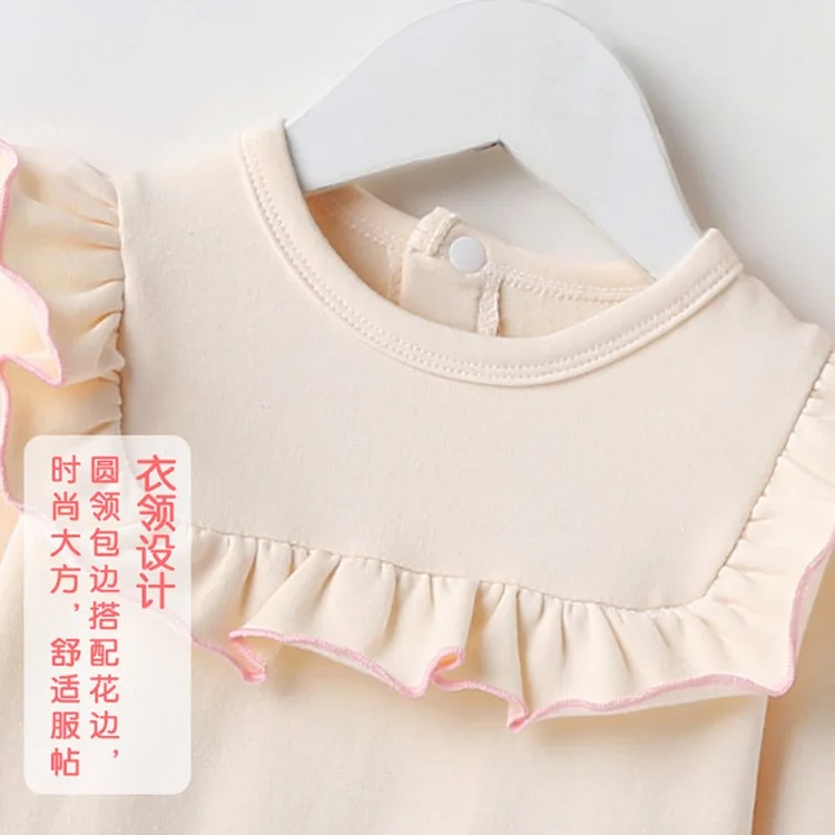 Пролет-есен облекло за разходка за момичета, гащеризон с дълъг ръкав за новородено, памук + Капачка Изображение 5 
