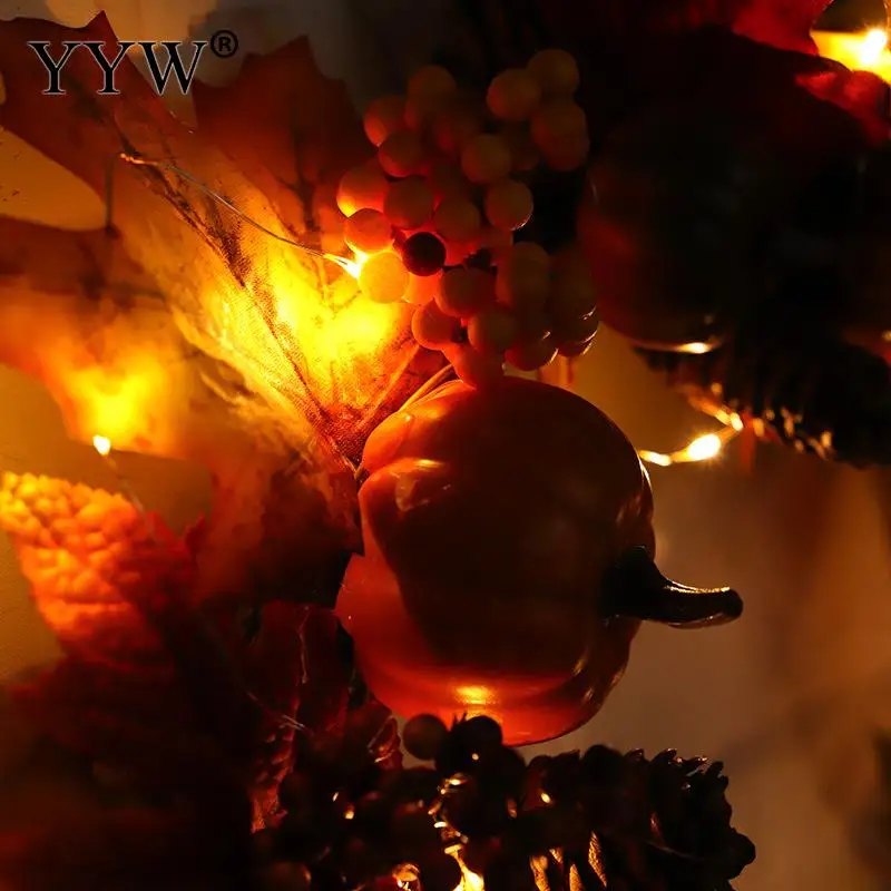 Ратанови Венец Украси с Подсветка Кленови Листа Светлина На Батерии За Външни Приказни Струнни Светлини Декор За Коледно Парти