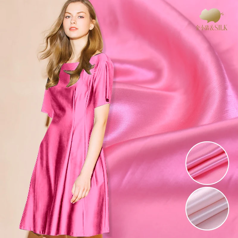 Розова коприна тъкани dupion плътен цвят с 30 мм твърда риза чонсам рокля тежка коприна тъкани на едро коприна тъкани 114 cm Изображение 0 