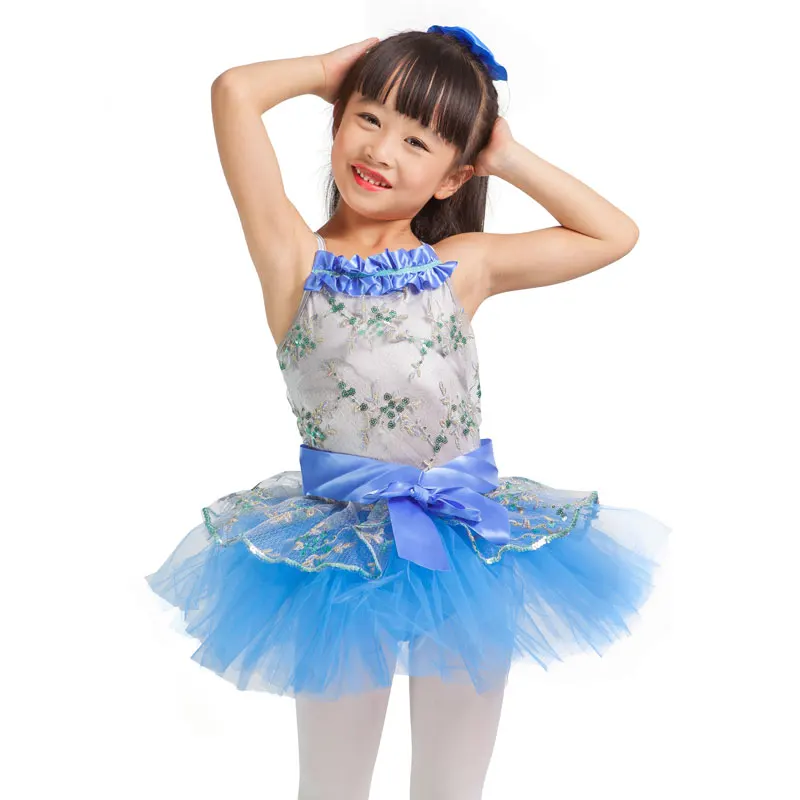 Светло синя танцова пола за детски Добро шоу!Създаден за момичета, костюми балерини да се изяви на сцената/Професионално балетное рокля-пакетче