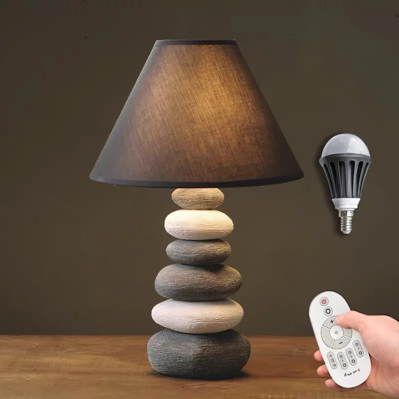 Скандинавска керамични каменна настолна лампа за дневна настолни лампи за спалня нощни шкафчета начало декор осветление порцеланова лампа настолна лампа